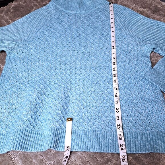 TALBOTS PETITE TURQUOISE TURTLENECK SWEATER WOMENS SIZE XL PETITE WAFFLE KNIT - Picture 5 of 6